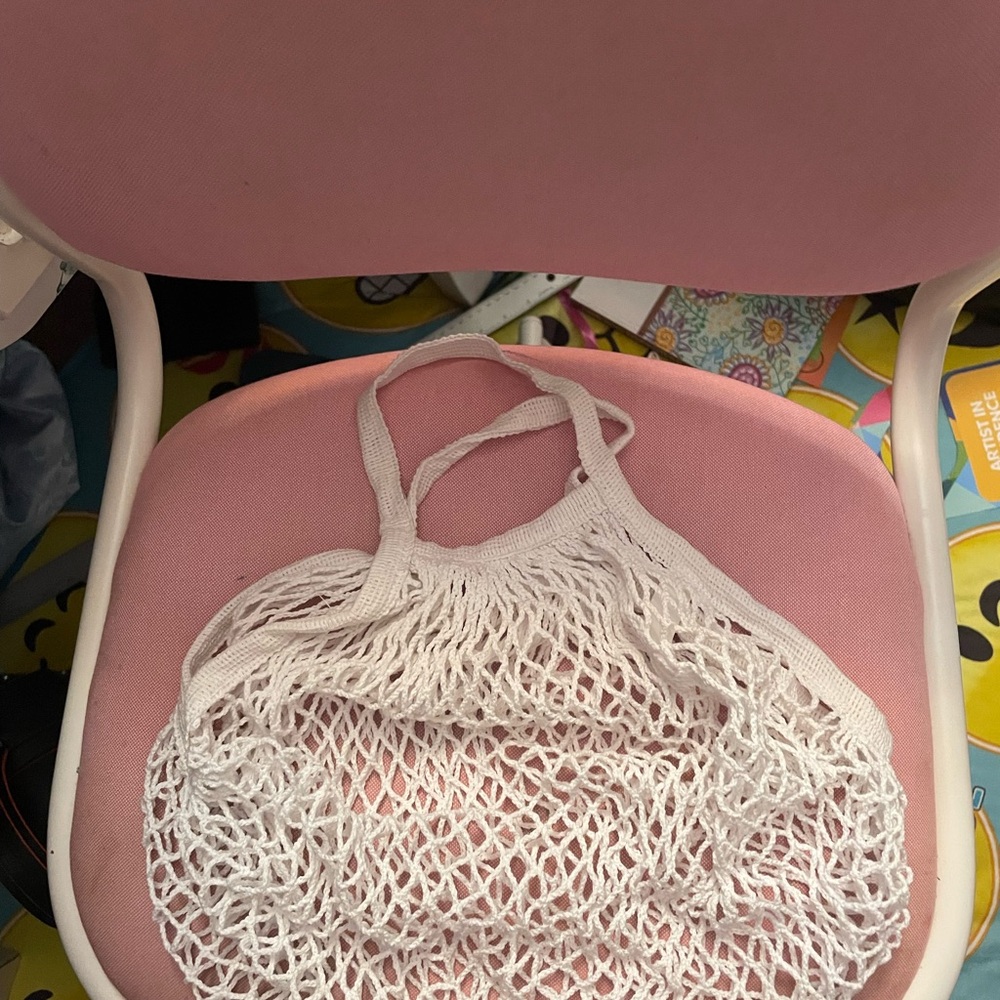 White Tote Bag with Woven Texture and Open Design